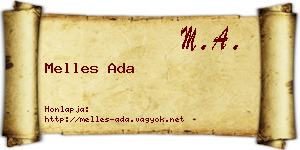Melles Ada névjegykártya